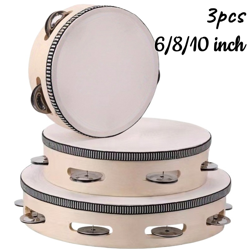 1/3pcs Wooden Tambourine 6/8/1 - Tambourine Hand Drum ulasan dan harga