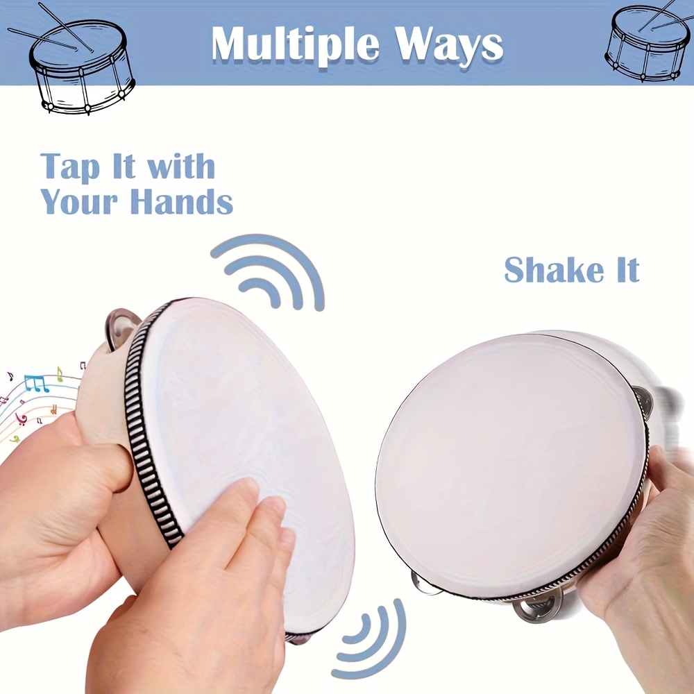 1/3pcs Wooden Tambourine 6/8/1 - Tambourine Hand Drum ulasan dan harga