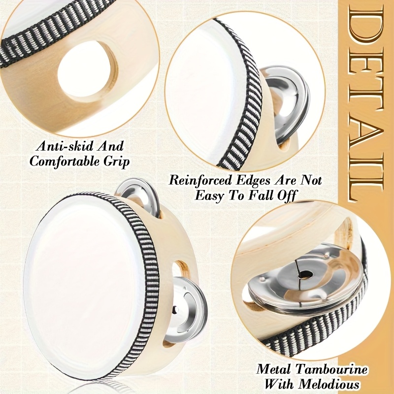 1/3pcs Wooden Tambourine 6/8/1 - Tambourine Hand Drum ulasan dan harga