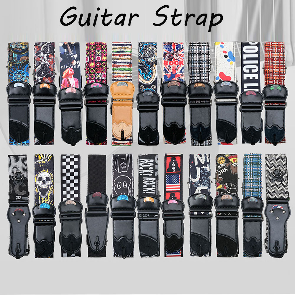 Electric Guitar Strap Embroide - Musical Instrument Band ulasan dan harga